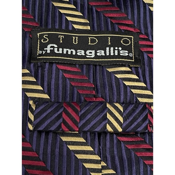 Studio Fumagalli’s Red Blue Gold 100% Imported Silk Men’s Neck Tie Made In Usa - Picture 9 of 10